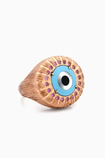 Evil Eye Sapphire Ring in Plated Silver
