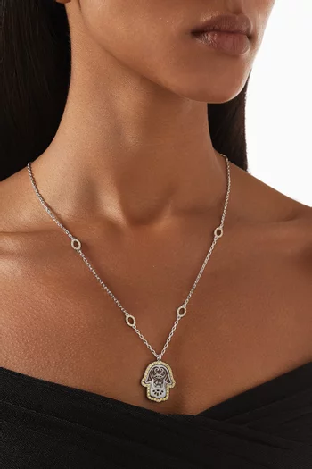 Hamsa Sapphire Necklace in Sterling Silver