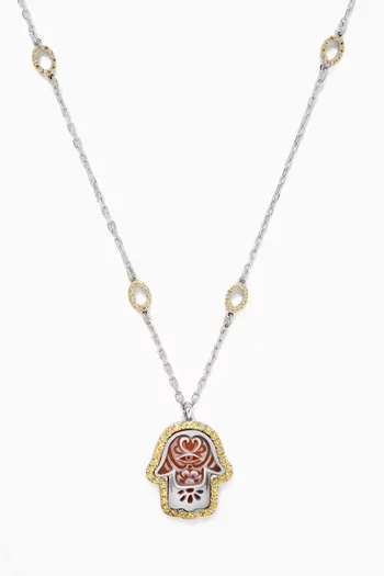 Hamsa Sapphire Necklace in Sterling Silver