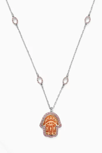 "Hamsa in Capri" Sapphire Necklace in Sterling Silver