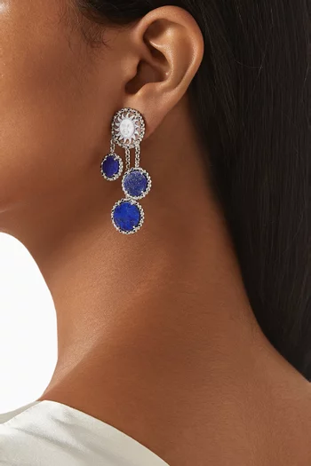 "Rays of Sun" Sapphire Earrings in Sterling Silver