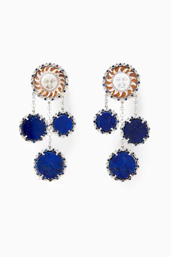 "Rays of Sun" Sapphire Earrings in Sterling Silver