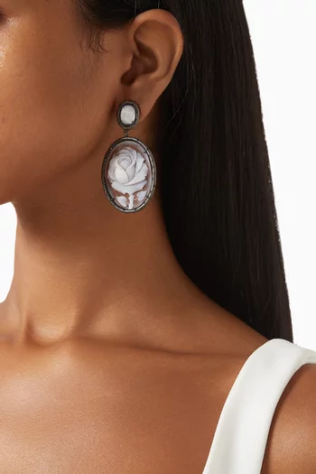 Couture Spring Cameo Earrings in Sterling Silver