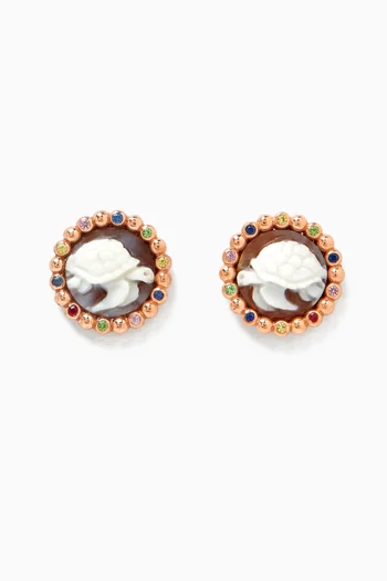 Turtle Cameo Earrings in Sterling Silver