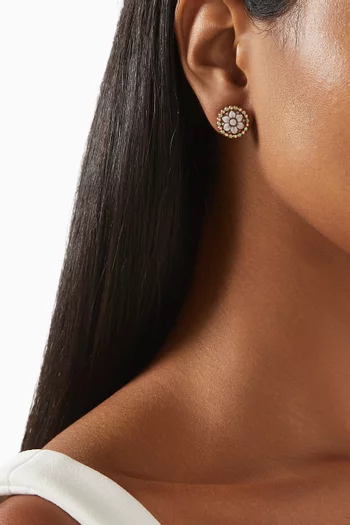 Flower Cameo Earrings in Sterling Silver