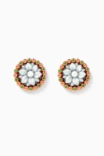Flower Cameo Earrings in Sterling Silver