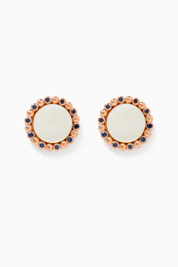 Mother of Pearl & Sapphire Earrings in Sterling Silver