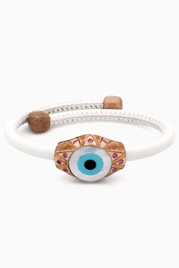 Evil Eye Pearl & Sapphire Bracelet in Sterling Silver