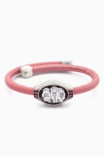"Wise Monkeys" Ruby Bracelet in Sterling Silver