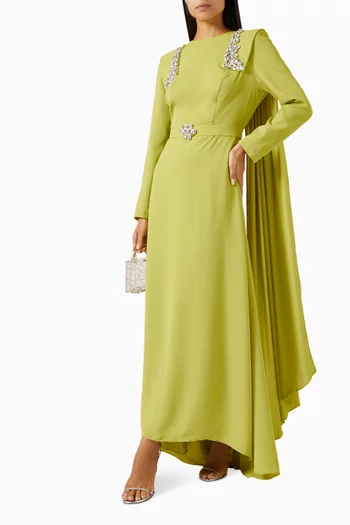 Jewel Embellished Hood Maxi Dress