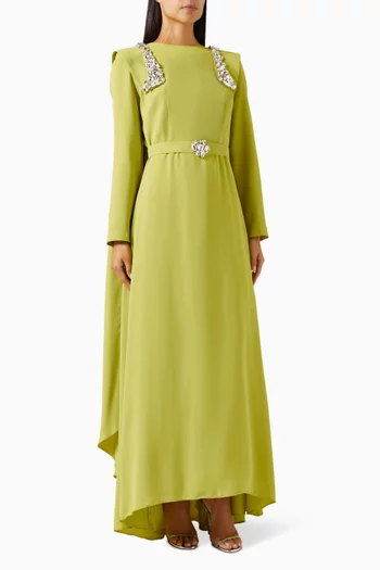 Jewel Embellished Hood Maxi Dress