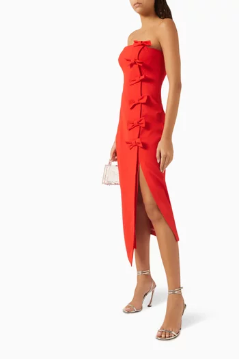 Bow One-shoulder Midi Dress