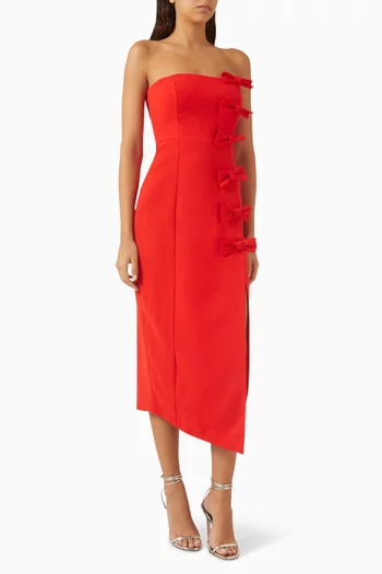 Bow One-shoulder Midi Dress