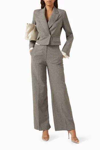 Striped Double-breasted Blazer