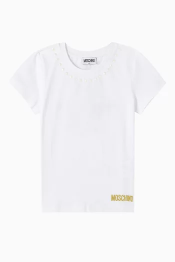 Peace & Pearls T-shirt in Cotton