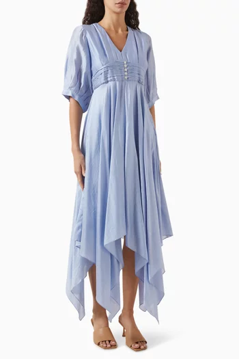 Handkerchief-hem Midi Dress in Chanderi