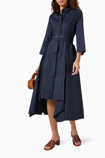 Reena Asymmetrical Midi Dress in Cotton-blend