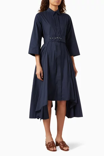 Reena Asymmetrical Midi Dress in Cotton-blend