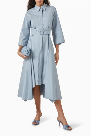 Reena Asymmetrical Midi Dress in Cotton-blend