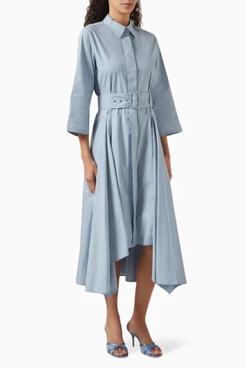 Reena Asymmetrical Midi Dress in Cotton-blend