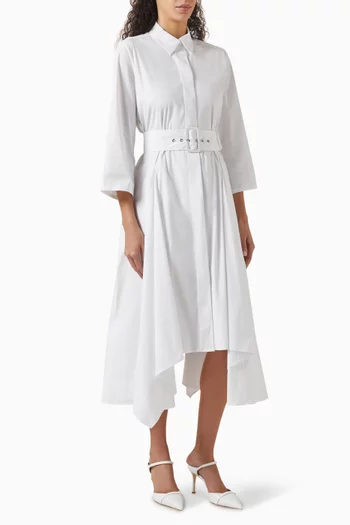 Reena Asymmetrical Midi Dress in Cotton-blend