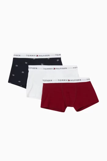 Signature-print Logo Waistband Trunks, Set of 3