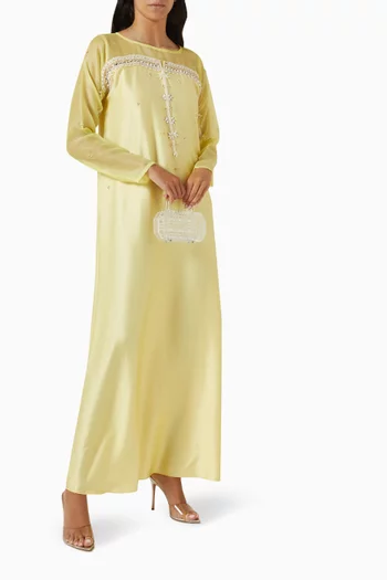 قفطان مطرز باللؤلؤ كريب