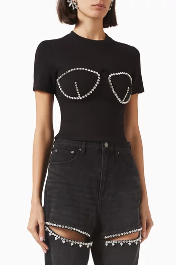 Crystal Bustier T-shirt in Rayon Blend