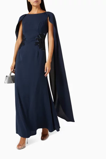 Embellished Cape-style Maxi Dress