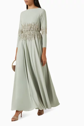 Sequin-embellished Maxi Dress in Crepe