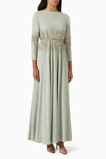 Sequin-embellished Maxi Dress in Crepe