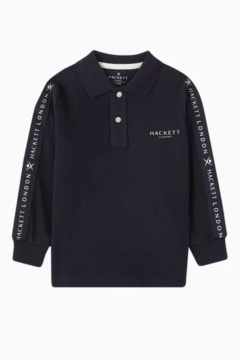 Colour-block Tape Polo Shirt in Cotton