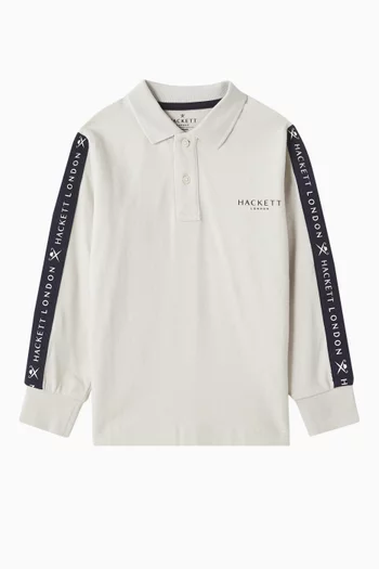Colour-block Tape Polo Shirt in Cotton