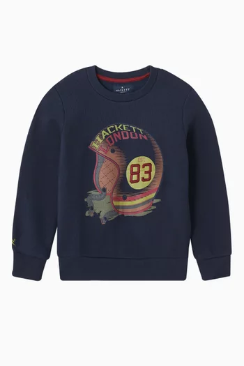 Helmet-print Sweatshirt in Cotton