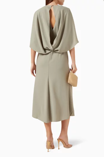 Cape-sleeve Midi Dress