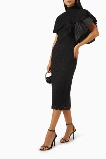 Textured Short-sleeve Midi Dress in Lace