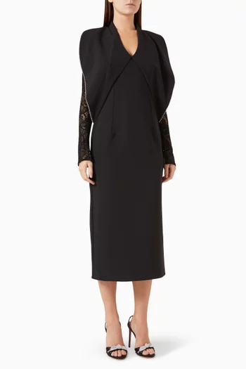 Lace-embroidered Midi Dress