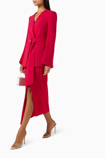 Twist-front Slit Midi Skirt