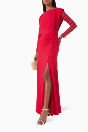 Lace-sleeve Maxi Dress