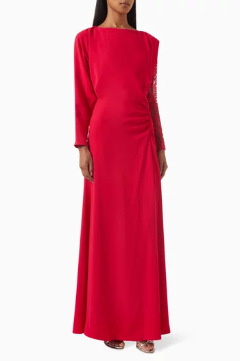 Lace-sleeve Maxi Dress