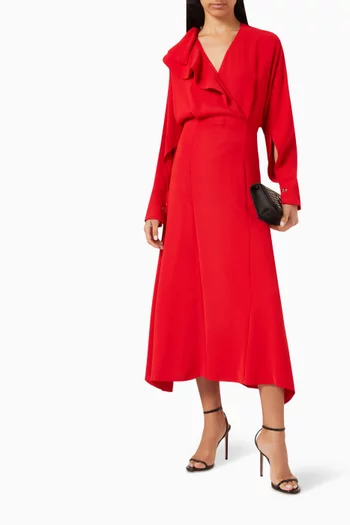 Ruffle-trim Midi Dress
