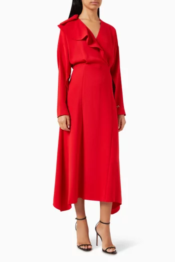 Ruffle-trim Midi Dress
