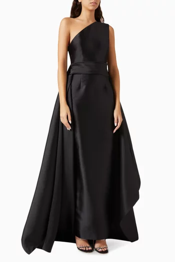 Charo One-shoulder Gown in Twill