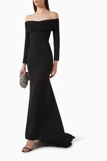 فستان سهرة ليلى بلا حمالات كريب