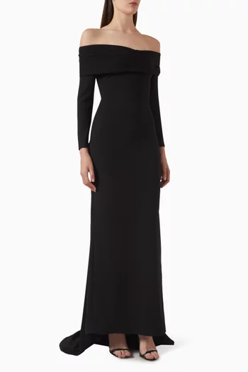 فستان سهرة ليلى بلا حمالات كريب