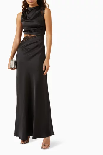 Kimora Cut-out Maxi Dress in Satin