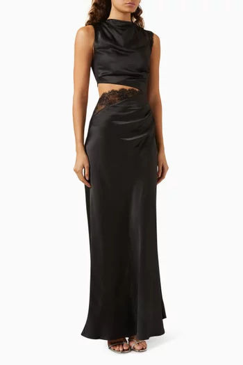Kimora Cut-out Maxi Dress in Satin