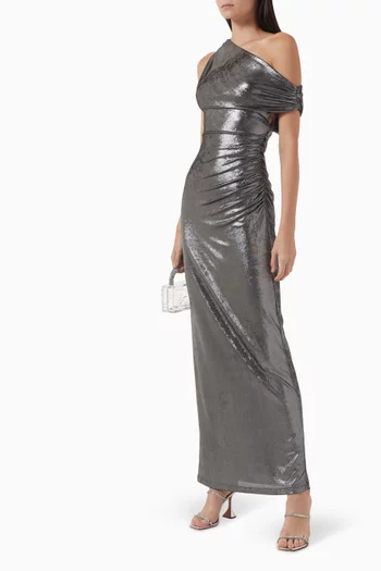 Nyra Maxi Dress in Metallic Jersey
