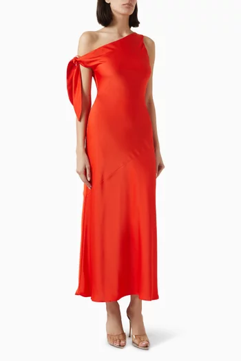 Zhuri Asymmetric Maxi Dress in Satin