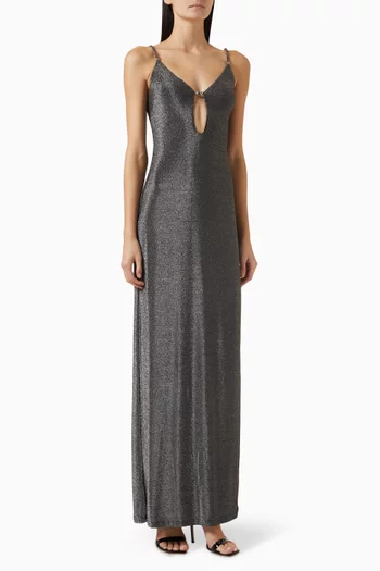 Leah Maxi Dress in Metallic Jersey